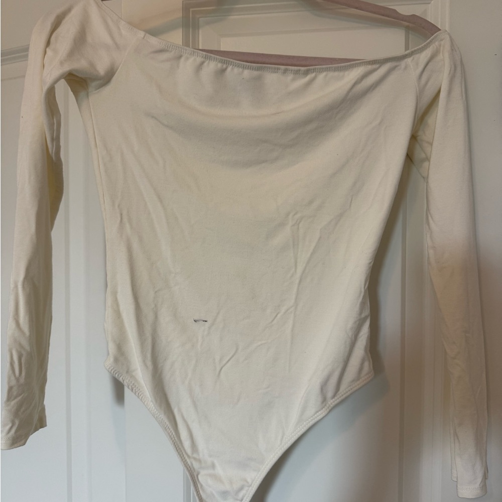 JLUXLABEL Cream Off-Shoulder Bodysuit